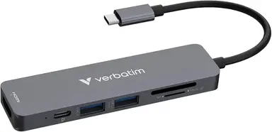 Verbatim USB-C Hub Essentials, Multiport, 6 USB-Anschlüsse mit Kartenleser