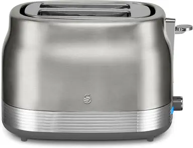 Swan Retro Revive 2 Slice Toaster, Hidden Cord Storage, Vintage, Variable Width Slots, 930W, Stainless Steel - ST19028SS
