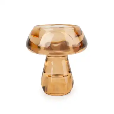 Candlelight Candle Holder Tealight Mushroom Glass Amber