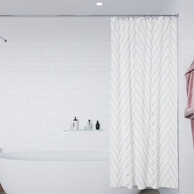 Croydex Shower Curtain Art Deco Proseal® White/Gold 180x180cm