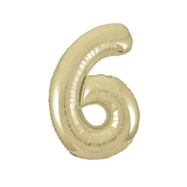 Unique Party Giant Number 6 Balloon, Gold, 86cm