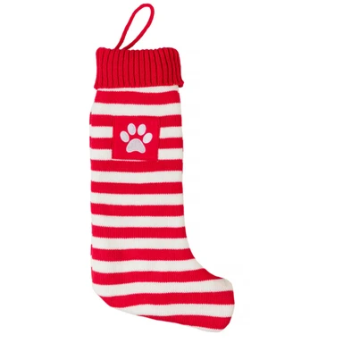 House of Paws Red Christmas Striped Stocking