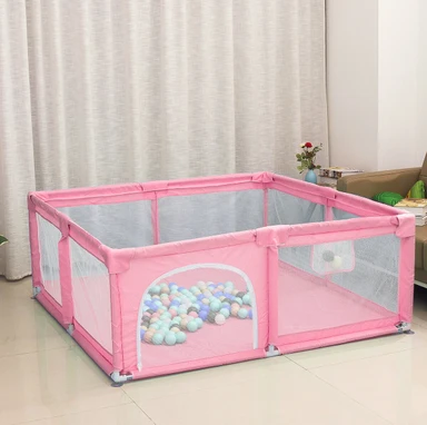 Bioby 1.5X1.5M Kinderopvangmeubilair Baby Speelhek Bed Omheining Veilig Modulair Opvouwbare Baby Park Baby Ledikant Balbad Accessoires - Grijs