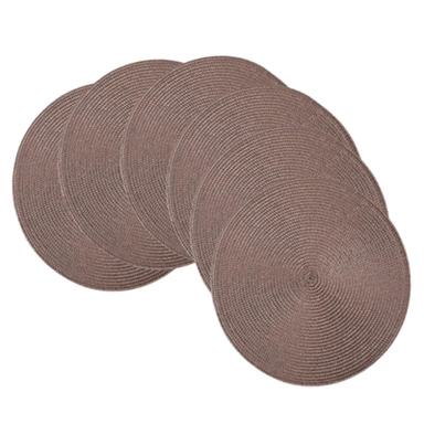 Set de Sets de Table Ronds en PP  
BL Sets de Table Ronds Tressés Brun Foncé 36,5cm – Sets de Table pour Table à Manger en PP Naturel Résistant à la Chaleur, Lot de 6