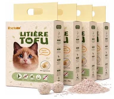 ZOOPARK Litière Tofu pour Chat Ultra Agglomérante Très Faible Poussière sans Odeur Jetable WC