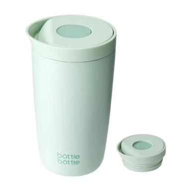 Bottle Bottle Insulated Travel Mug 350ml Stainless Steel Office Coffee Cup with Push Button Lid Keeps Cold and Hot for 8 Hours (Green)