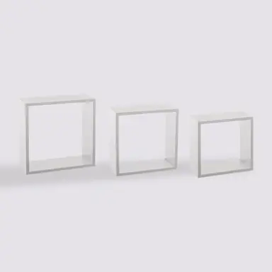 Wandplank Kubus Wit Groot Set van 3