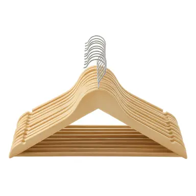 Ochama Set van 10 natuurlijke houten kleerhangers –44.5x23x1.2cm Schouderinkepingen tegen wegglijden, 360° zilveren draaibare haak – perfect voor pakken, overhemden & jassen