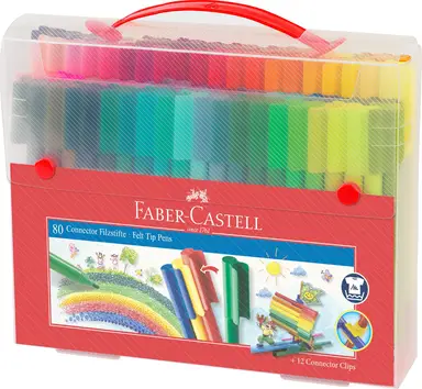 Faber-Castell Connector Felt-Tip Pen Set Carrying Case, 92 piece