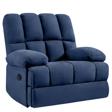 HONEYOU Oversized Rocker Recliner Chair，Overstuffed Extra Wide Rocking Recliners，Soft Big Man Manual Recliner，Extra Large Living Room Chair Up to 350 LBS，Blue