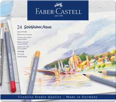 Faber-Castell Creative Studio Goldfaber Aqua Watercolour Pencil, Tin of 24 Pencils