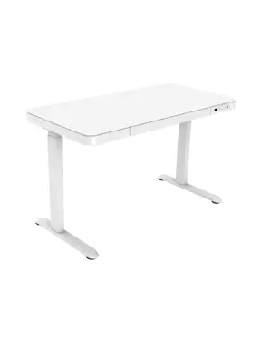 Loctek Zit-sta bureau - elektrisch in hoogte verstelbaar met lade - houten tafelblad - 140 x 70 cm - wit