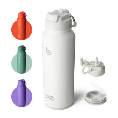 Bottle Bottle Gourde en acier inoxydable avec couvercle à poignée, 1L, blanc