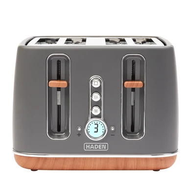 Haden Dorchester 4 Slice Toaster, Digital Browning Control, Grey Coated Stainless Steel - 201317