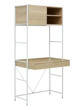 Interiors by Premier Desk & Shelving Unit Bradury Oak/White