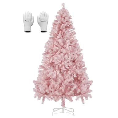 SALCAR Sapin de Noël Artificiel Rose 180cm, Arbre de Noel avec 735 Pointes de Branche, Gants et Pieds de Sapin de Noël en Métal, Lgnifuge, Assemblage Rapide