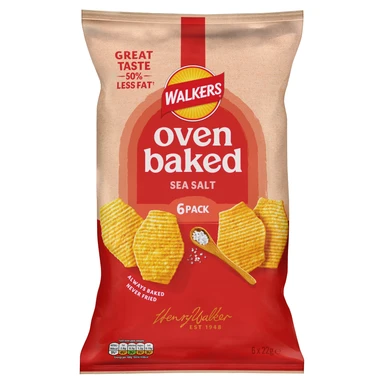 Walkers Oven Baked Sea Salt Crisps 6 x 22g