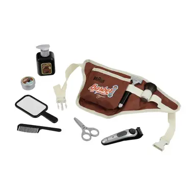 Theo Klein 5838 Braun Barber Set | Waist Bag with Many Barber Shop Utensils | Electric Play Beard Trimmer | Toy for Children from 3 Years