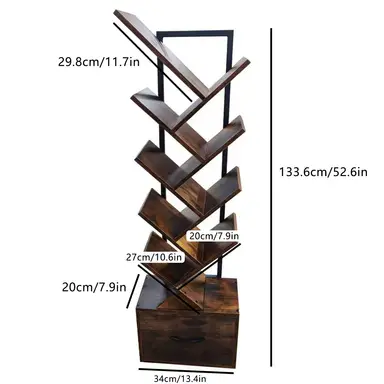 SRD geometrische boekenkast op vloerstandaard in modern boerderijstijl