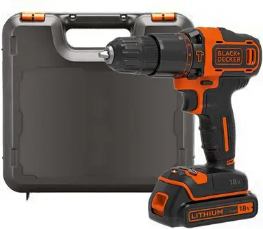 BLACK+DECKER 18V Lithium-Ion 2 Gear Hammer Drill with Charger, Battery and Box