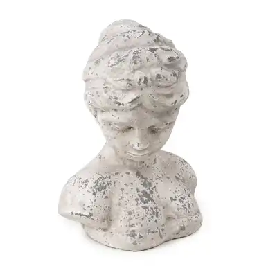 Candlelight Sculpture Female Bust Washed Grey H:23.5cm