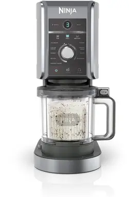 Ninja CREAMi Deluxe NC501EU ijsmachine & bevroren dessertmaker met 3 bakken, 10 functies, maakt ijs, gelato, sorbet, bevroren yoghurt, milkshakes, slushies en meer, 2-in-1 smaakoptie, zilver.
