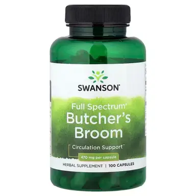 Swanson Full Spectrum Butchers Broom Circulation 470mg Daily Wellness Support Capsules - 100 Capsules