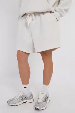 Third Avenue Relaxed-Fit High-Rise Fleece Short, Marl Grey, M Size