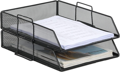 Senhoglb 2 Tier A4 Mesh File Tray Stackable， Black, New Year Sale , Top gift picks