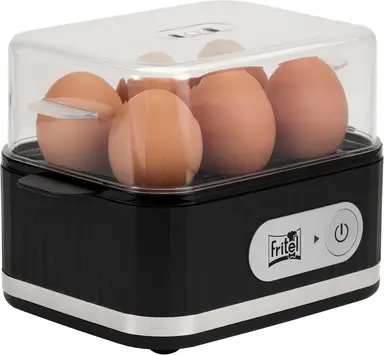 FRITEL Eierkoker EC 1475 - Elektrische eierkoker - 400W - 1-6 eieren - zacht / medium / hard - zwart + eierprikker / maatbeker