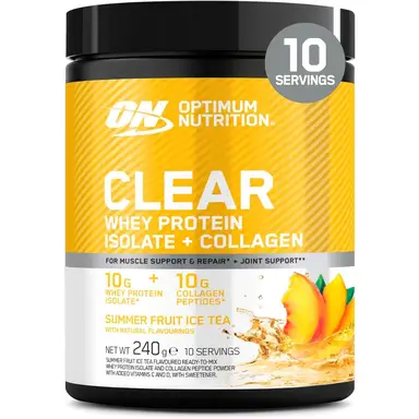 Optimum Nutrition Clear Whey Protein + Collagen Summer Fruit Iced Tea Beauty Support Powder - 240g