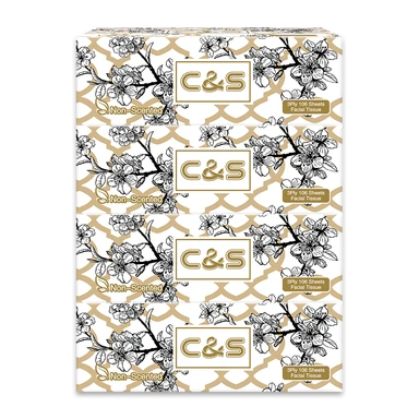C&S Mouchoirs en papier triple épaisseur - 106 feuilles x 4 boîtes