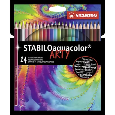 STABILO Aquacolor - Aquarellable Colouring Pencil - ARTY - Pack of 24 - Assorted Colours