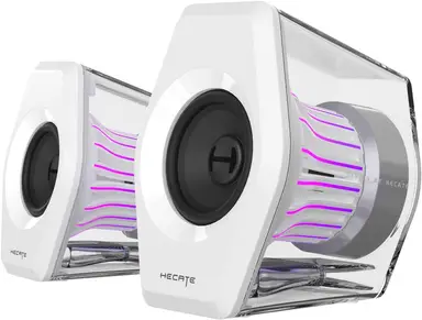 Edifier G2000 Pro 64 W 2.0 Enceintes gaming, entrées AUX 3,5 mm, éclairage RGB – Blanc