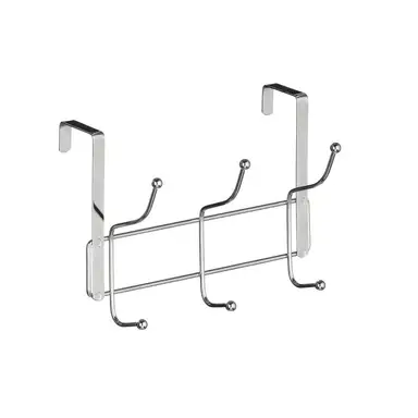 Essentials by Premier Over Door 6 Hook Hanger, Chrome Finish Rack With Multiple Hooks For Coats, Towels Or Bags