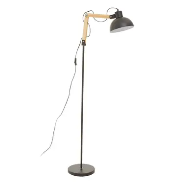 Interiors by Premier Floor Lamp Blair Pine Wood & Metal Black H:178cm