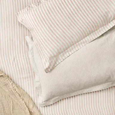Yard Pillowcase Pair Hebden Stripe Reversible 100% Cotton Blush