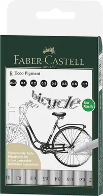 Faber-Castell Ecco Pigment Tekenpennen 8 Stuks Diverse Lijnbreedtes