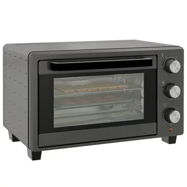 HOMCOM Mini Oven, 21L Countertop Electric Grill, Toaster Oven with Adjustable Temperature, Timer, Baking Tray and Wire Rack, 1400W, Grey
