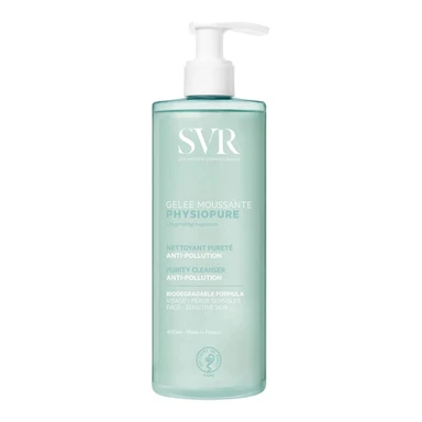 SVR Physiopure Gel Nettoyant Moussant Anti-Pollution, 400 ml, Sans Parfum, Magnésium Oxygénant & Tensioactifs Doux, Pour Tous Types de Peau