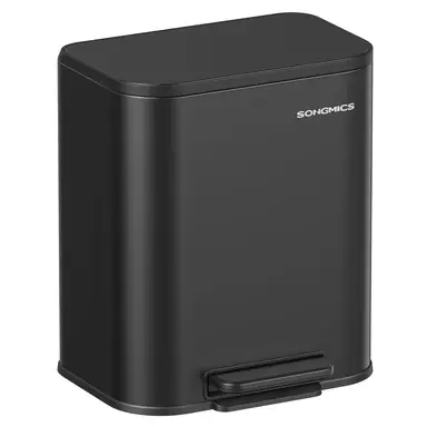 SONGMICS Küchenmülleimer 30 L – Edelstahl, Absenkautomatik, Rutschfestes Pedal, Inneneimer, 8 Gallonen