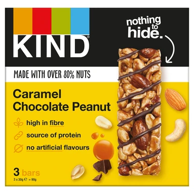 KIND Caramel Chocolate Peanut Bars 3 x 30g