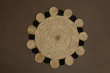 Bosie Rug Demir Jute Round Natural/Black D:102cm