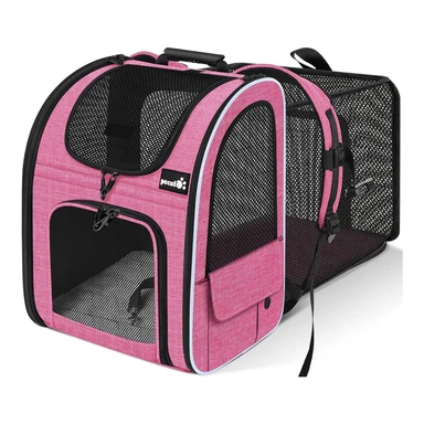 Pecute Haustier-Tragetaschen-Rucksack erweiterbar rosa