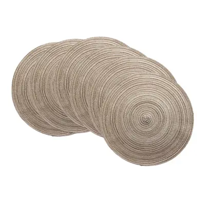 Lot de 6 Sets de Table Ronds 38cm en Coton Tressé Fait Main Gamp – Faciles à Nettoyer avec Finition Pailletée pour Fêtes, Mariages et Réceptions