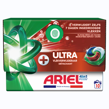 Ariel 4in1 PODS, Wasmiddelcapsules 10 Wasbeurten, +Ultra Vlekverwijderaar