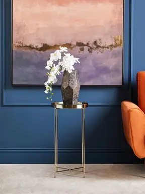 Interiors by Premier Side Table Allure Brushed Bronze/Black Mirror Round Tall