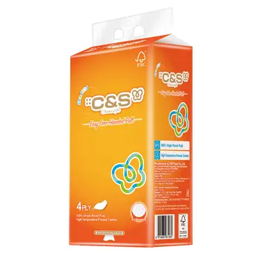 C&S Geprinte Hangende Tissues, 4-laags, 250 Vellen (Enkele Verpakking, 70% FSC Mix Gecertificeerd), Waterbestendig, Eenvoudig Ophangen
