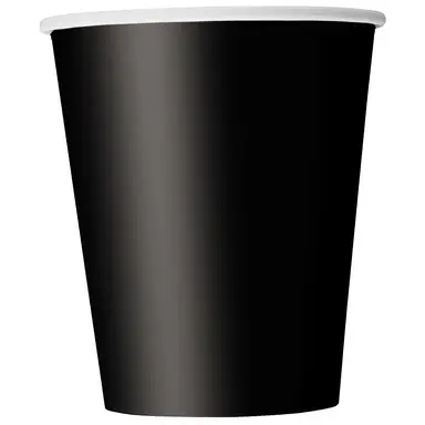 Unique Party Paper Cups, Black, 266ml, 14 Pack