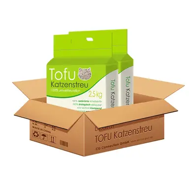 Dr. Graf Tofu Cat Litter, 100% Natural, Innovative Clumping Litter, Odourless, Completely Water Soluble, Biodegradable, Dust-Free, Extremely Absorbent and Quick Drying (2 x 2.5 kg)
